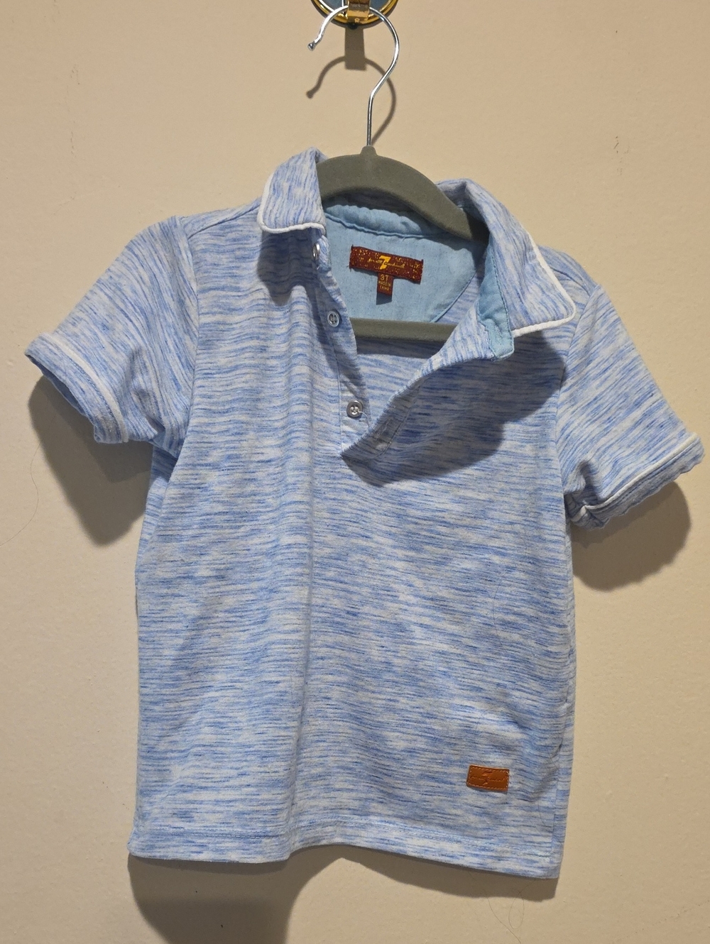 7fam Kids Boys Size 3t Polo Shirt Heather Blue